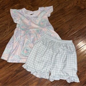 Floral and Gingham Top and Shorts Set